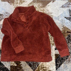 Burnt orange fall sherpa 3/4 button